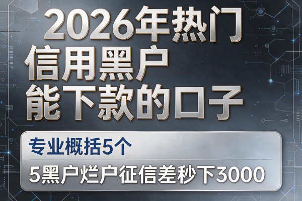 2026年热门信用黑户能下款的口子，专业概括5个黑户烂户征信差秒下3000