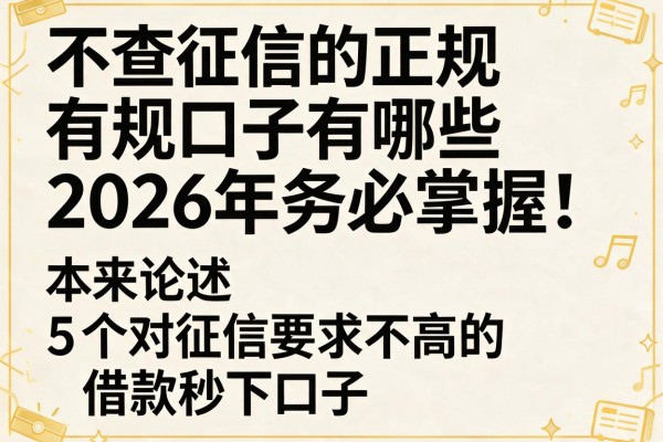 不查征信的正规口子有哪些2026年务必掌握！本文论述5个对征信要求不高的借款秒下口子