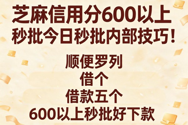 芝麻信用分600以上秒批今日秒批内部技巧！顺便罗列五个借款600以上秒批好下款的app