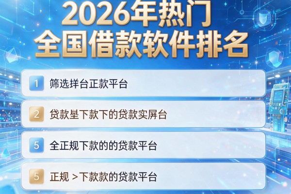 2026年热门全国借款软件排名,筛选5个正规下款的贷款平台