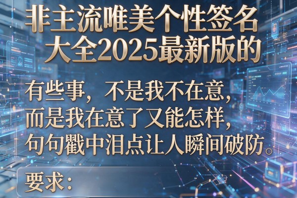 非主流唯美个性签名大全2025最新版的_有些事,不是我不在意,而是我在意了又能怎样,句句戳中泪点让人瞬间破防