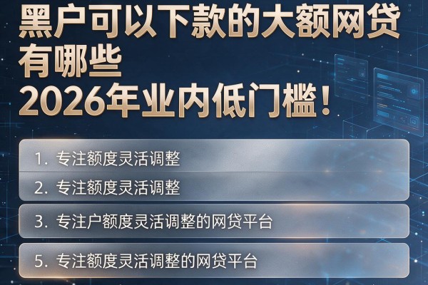 黑户可以下款的大额网贷有哪些2026年业内低门槛！本文罗列5种专注额度灵活调整的网贷平台