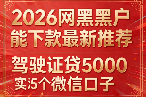 2026网黑黑户能下款最新推荐,实测5个驾驶证贷5000微信口子