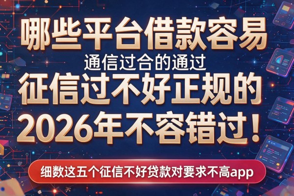 哪些平台借款容易通过征信不好正规的2026年不容错过!细数这五个征信不好贷款对要求不高app