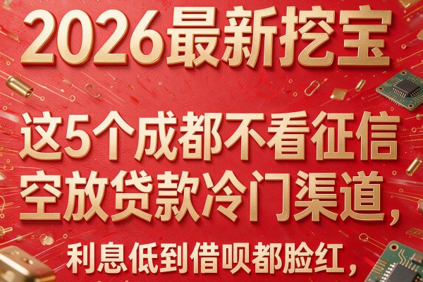 2026最新挖宝:这5个"成都不看征信空放贷款"冷门渠道,利息低到借呗都脸红