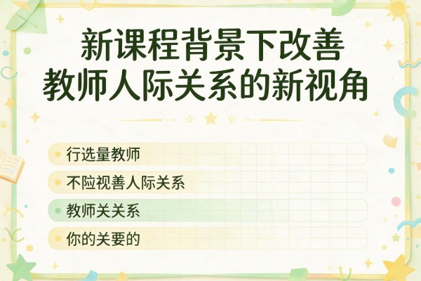新课程背景下改善教师人际关系的新视角