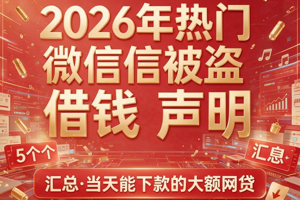 2026年热门微信被盗 借钱 声明,汇总5个当天能下款的大额网贷