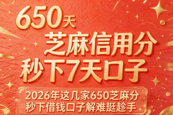 650芝麻信用分秒下7天口子,2026年这几家650芝麻分秒下借钱口子解难挺趁手