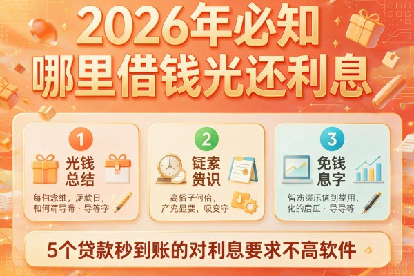 2026年必知哪里借钱光还利息,同时总结5个贷款秒到账的对利息要求不高软件
