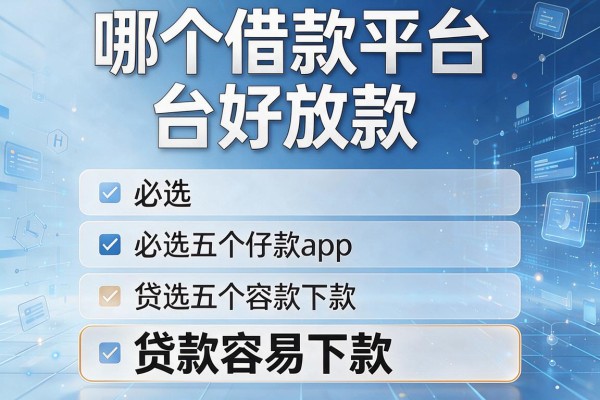 哪个借款平台好放款,必选五个贷款容易下款的app