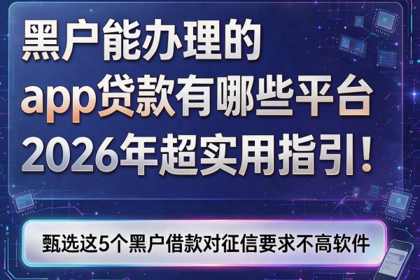 黑户能办理的app贷款有哪些平台2026年超实用指引！甄选这5个黑户借款对征信要求不高软件
