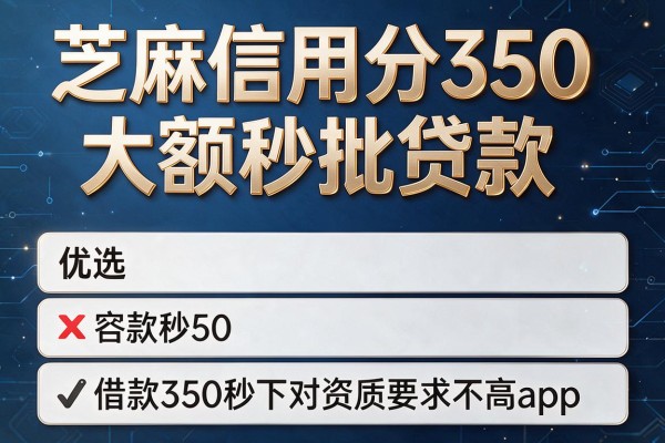 芝麻信用分350大额秒批贷款,优选五个借款350秒下对资质要求不高app