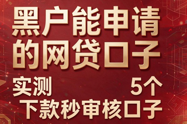 黑户能申请的网贷口子,实测5个下款秒审核口子