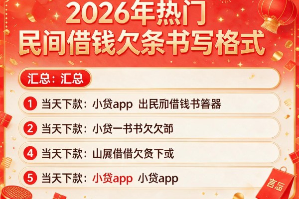 2026年热门民间借钱欠条书写格式,汇总5个当天下款的小贷app
