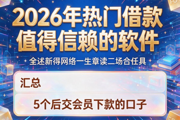 2026年热门借款值得信赖的软件,汇总5个后交会员下款的口子