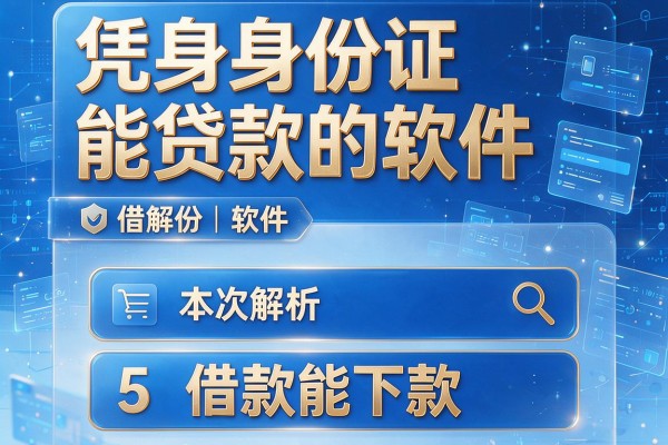凭身份证能贷款的软件，本次解析这5个借款能下款的软件