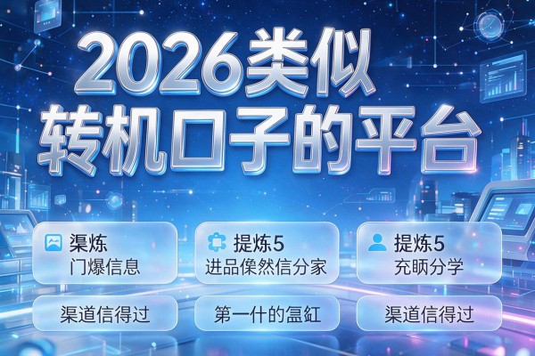 2026类似转机口子的平台，提炼5家渠道信得过