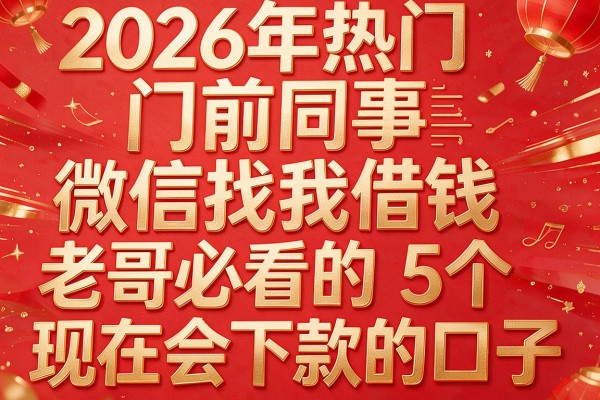 2026年热门前同事微信找我借钱,老哥必看的5个现在会下款的口子