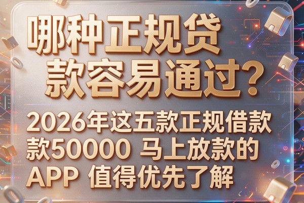 哪种正规贷款容易通过?2026年这五款正规借款50000马上放款的APP值得优先了解