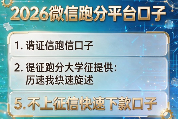 2026微信跑分平台口子,详细阐述5个不上征信快速下款口子