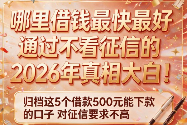 哪里借钱最快最好通过不看征信的2026年真相大白!归档这5个借款500元能下款的口子对征信要求不高