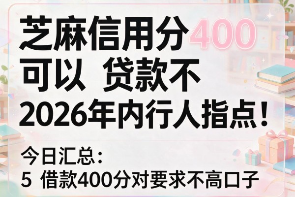 芝麻信用分400可以贷款不2026年内行人指点!今日汇总5个借款400分对要求不高口子