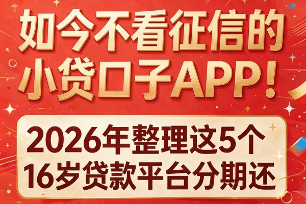 如今不看征信的小贷口子APP!2026年整理这5个16岁贷款平台分期还