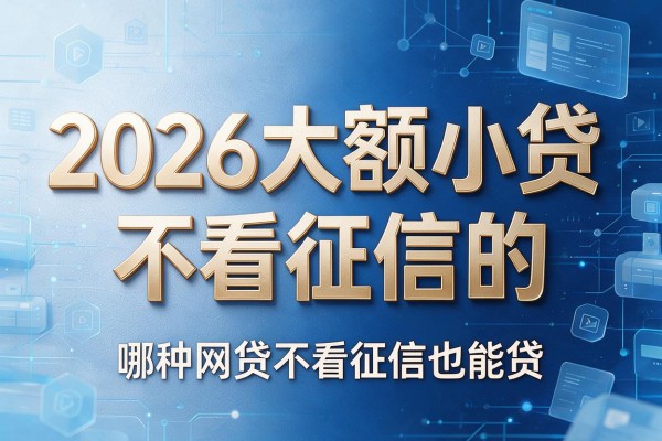 2026大额小贷不看征信的，哪种网贷不看征信也能贷