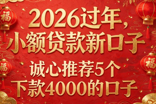 2026过年小额贷款新口子,诚心推荐5个下款4000的口子