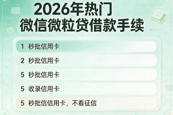 2026年热门微信微粒贷借款手续,收录5个秒批信用卡不看征信