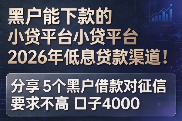 黑户能下款的小贷平台2026年低息贷款渠道！分享​5个黑户借款对征信要求不高口子4000