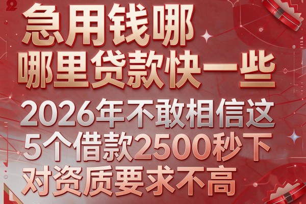 急用钱哪里贷款快一些，2026年不敢相信这5个借款2500秒下 对资质要求不高 的app