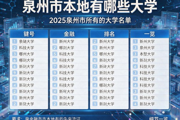 泉州市本地有哪些大学，2025泉州市所有的大学名单及排名一览
