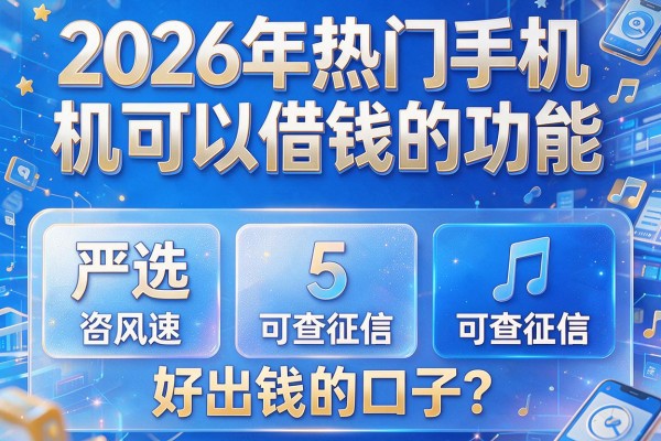 2026年热门手机可以借钱的功能,严选5个可查征信好出钱的口子