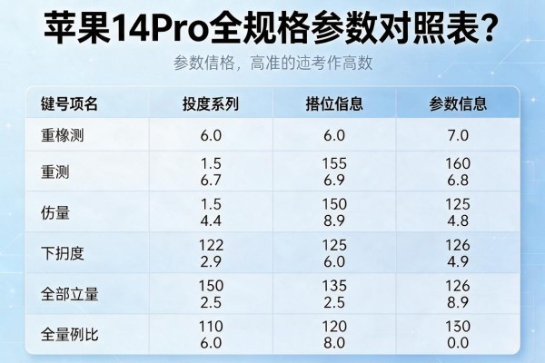 苹果14Pro全规格参数对照表?