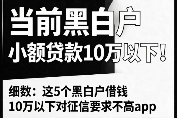 当前黑白户小额贷款10万以下！细数​这5个黑白户借钱10万以下对征信要求不高app