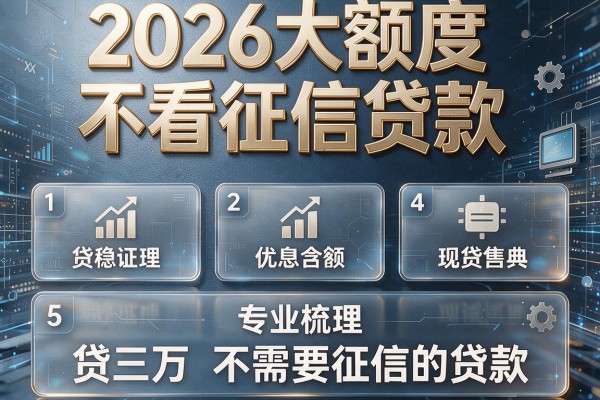 2026大额度不看征信贷款,专业梳理5个贷三万不需要征信的贷款