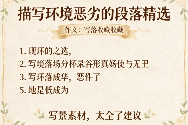 描写环境恶劣的段落精选,作文写景素材太全了建议收藏