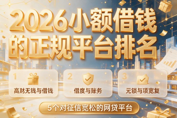 2026小额借钱的正规平台排名，锁定5个对征信宽松的网贷平台