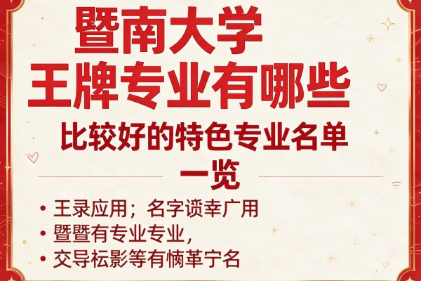 暨南大学王牌专业有哪些 比较好的特色专业名单一览