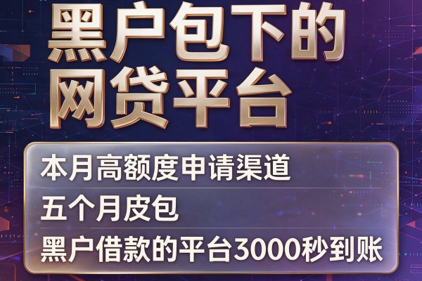 黑户包下的网贷平台，本月高额度申请渠道五个黑户借款的平台3000秒到账