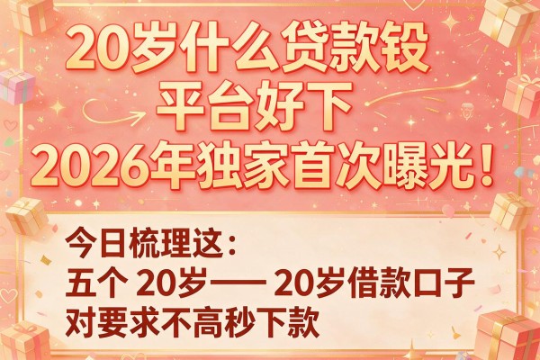 20岁什么贷款平台好下2026年独家首次曝光!今日梳理这五个20岁借款口子对要求不高秒下款