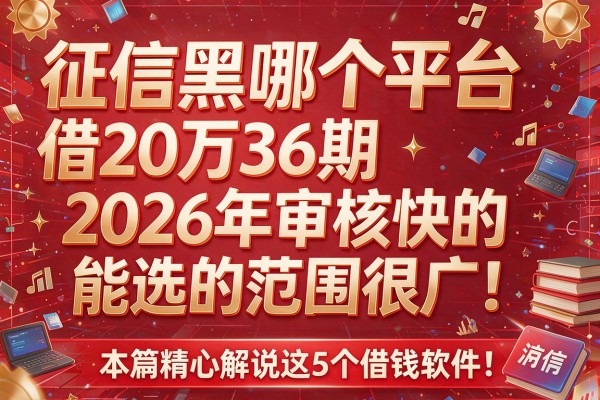 征信黑哪个平台借20万36期2026年审核快的能选的范围很广！，本篇为您精心解说这5个借钱软件！