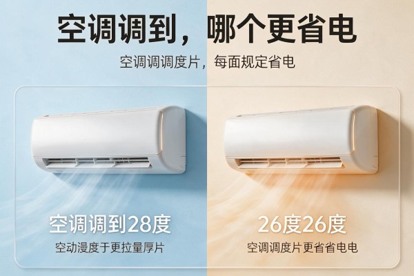 空调调到28度和26度哪个更省电