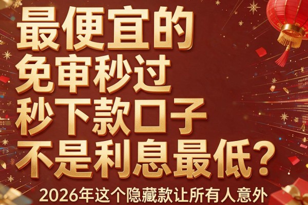 最便宜的"免审秒过秒下款口子"不是利息最低？2026年这个隐藏款让所有人意外