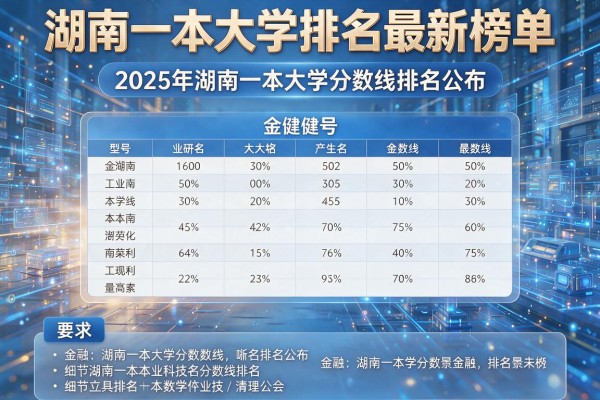 湖南一本大学排名最新榜单,2025年湖南一本大学分数线排名公布