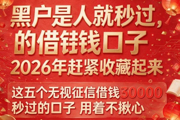 黑户是人就秒过的借钱口子2026年赶紧收藏起来,这五个无视征信借钱30000秒过的口子用着不揪心