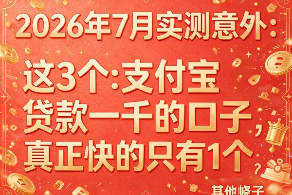 2026年7月实测意外:这3个"支付宝贷款一千的口子"真正快的只有1个,其他都是幌子