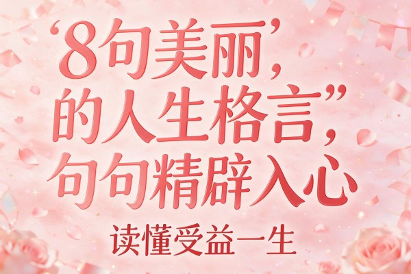 8句美丽的人生格言，句句精辟入心，读懂受益一生