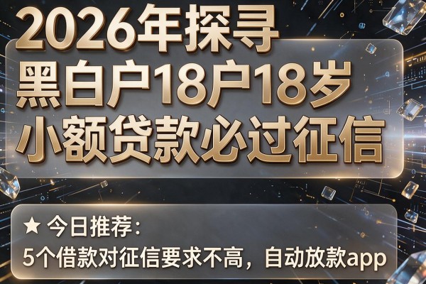 2026年探寻黑白户18岁小额贷款必过征信,今日推荐5个借款对征信要求不高自动放款app